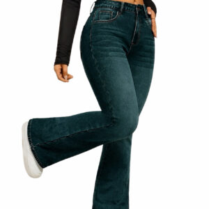 2-BM-JJ24-GREEN-1 Ben Martin Women's High Waist Jeans || Flared Bell Bottom Bootcut Pants || Wide Leg Stretch Denim – Perfect for Travel, Party & Everyday Use – Sizes 26–40