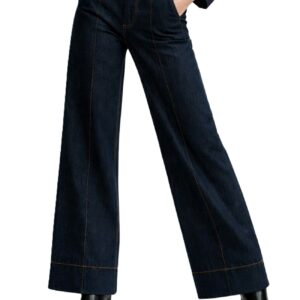 2-BM-JJ45-DB-0 Ben Martin Loose Blue Fit Denim Pant for Women || Baggy Jeans for Womens || Women,'s Loose Jean || High Waist Wide Leg Denim Jeans || Oversized Jean's for Womenss || Straight Fit Women's Jeans 26