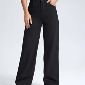 BM-JJ33-BLACK-1 Ben Martin Women High Rise High Waist Stretchable Baggy Oversized Loose Fit Casual Wear Denim Jeans