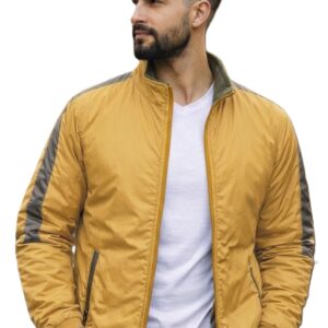 A-0-OK Ben Martin Men’s Stylish Reversible Bomber Jacket || Mustard & Olive Jacket For Men || Lightweight Nylon Winter Jacket with Ribbed Cuffs || Casual & Smart Winter Wear || Double Sided Winter Jackets.