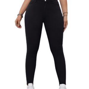 AU24-BM-WOMEN-1BTN-BLACK-28129 Ben Martin Women's High Rise Skinny Fit Stretchable Denim Jeans Pant